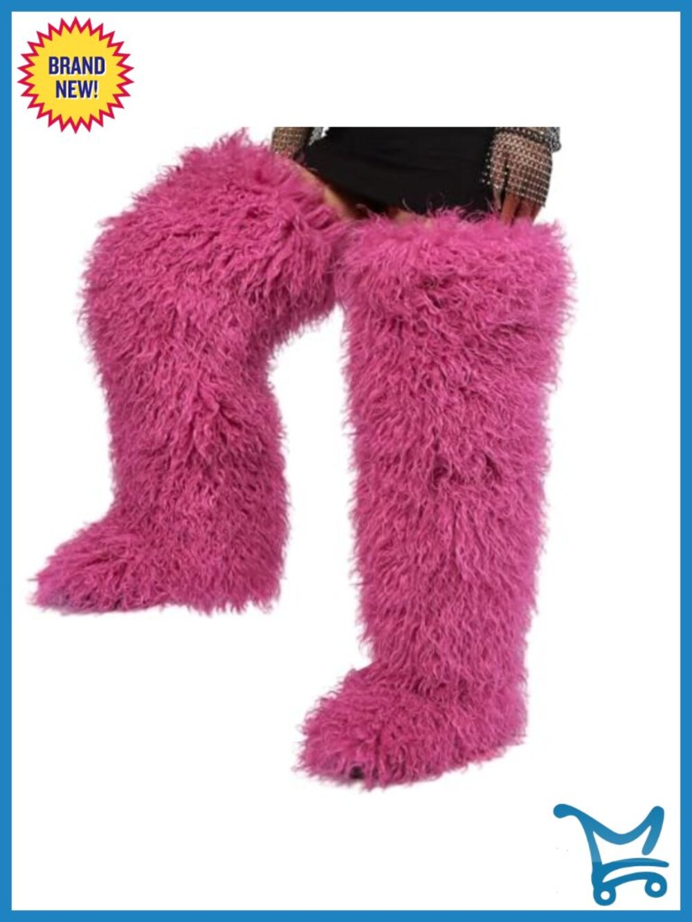 Over the Knee Faux Fur Boots, Tall Fluffy Thigh High Flat Winter Boots